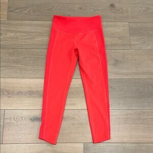 ZELLA Red Ribbed Waist Mid‎ Rise Cropped Active Workout Gym Leggings Size Small